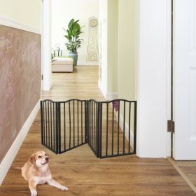 Pet Gate - Dog Gate for Doorways, Stairs or House - Freestanding, Folding, brown, Arc Wooden--Self-pick up is not supported.