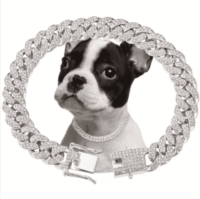 US LOCAL STOCK Hiphoppet Beautiful Hot Sale Luxury Alloy Dog Chain Sparkling Diamond Secure Metal Chain Choker For Dogs And Cats (Option: Silver-S)