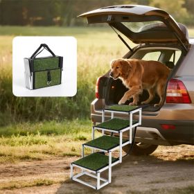 Foldable Dog Ramp For Cars, SUVs, Trucks, Portable Pet Dog Stairs For Large Dogs With Non-Slip Surface  Reinforced Design, Lightweight Yet Sturdy (Color: Green)