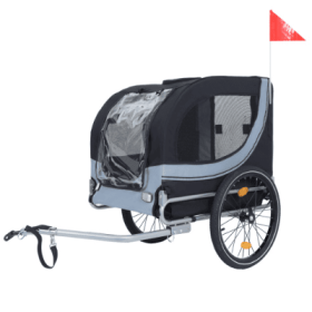 Large Folding Bike Trailer For Dogs  120LB Capacity All-Terrain Pet Carrier, Durable Steel Frame For Cycling, Jogging, Camping  Outdoor Adventure (Option: Black Gray)